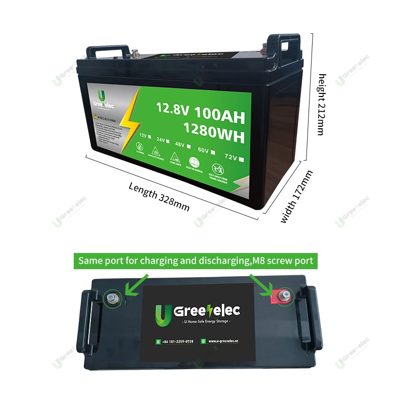 U-Greenelec Lead-Acid Replacement 12V 100ah Solar Battery Lithium Ion Cell